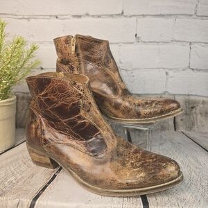 VINTAGE DIBATRUE LEATHER ANKLE BOOTS DISTRESSED BROWN WOMENS SIZE 8